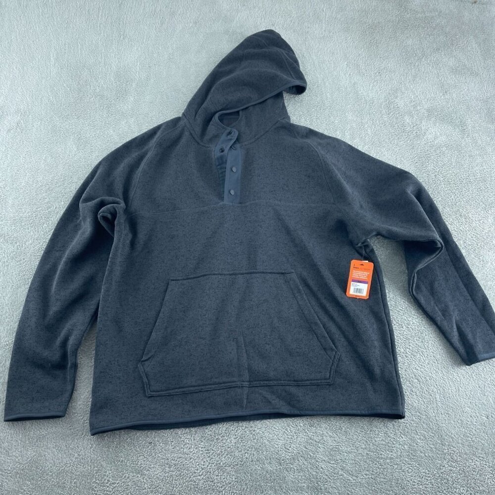 Bass Outdoor Mens Front 1/4 Snap Hoodie XXL Black Beauty Cotton Blend NWT 3438